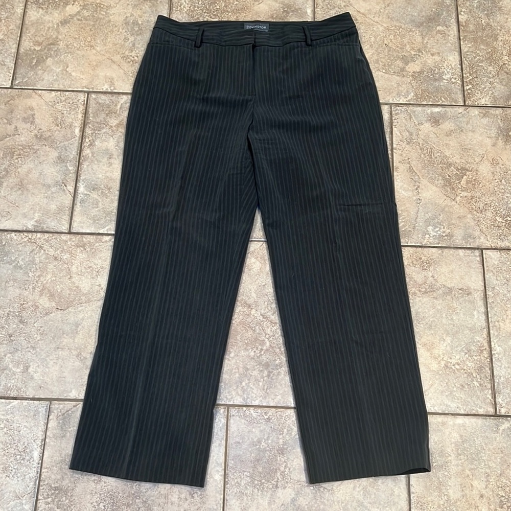 Covington Vanessa pants, dark grey pinstripe, size 14 GUC!